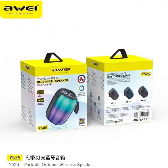 Speaker Wireless Bluetooth Awei Colourful Lights Y525 Black